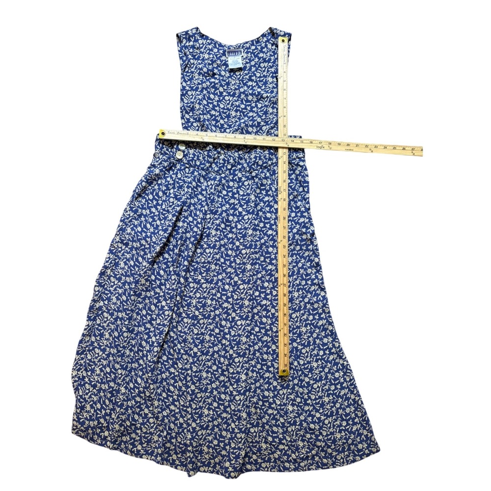 Erika & Co Pinafore Dress Women Blue Floral Vintage Boho Jumper SIZE Large - Picture 4 of 5
